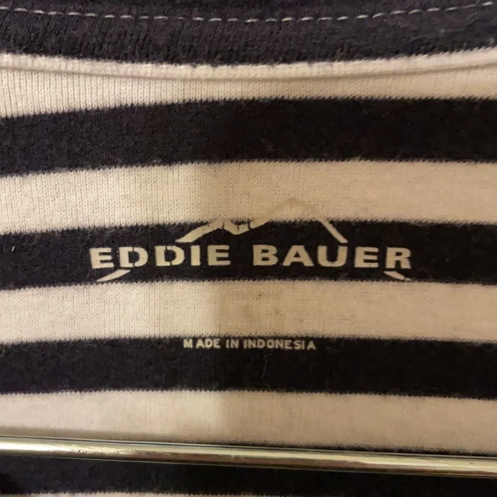 Eddie Bauer, black and white striped top, Size Large - Picture 2 of 5